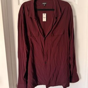 Express Men's Deep Burgundy Shirt